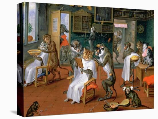 Barber's Shop with Monkeys and Cats-Abraham Teniers-Premier Image Canvas