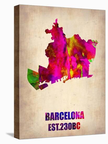 Barcelona Watercolor Map-NaxArt-Stretched Canvas