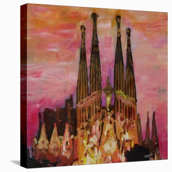 Barcelona with Sagrada Familia and Vanilla Sky-Markus Bleichner-Stretched Canvas