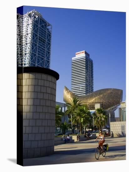 Barceloneta Beach and Port Olimpic with Frank Gehry Sculpture, Barcelona, Spain-Carlos Sanchez Pereyra-Premier Image Canvas