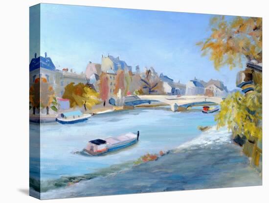 Barge Sailing Down the River Seine in Paris-Anne Durham-Premier Image Canvas