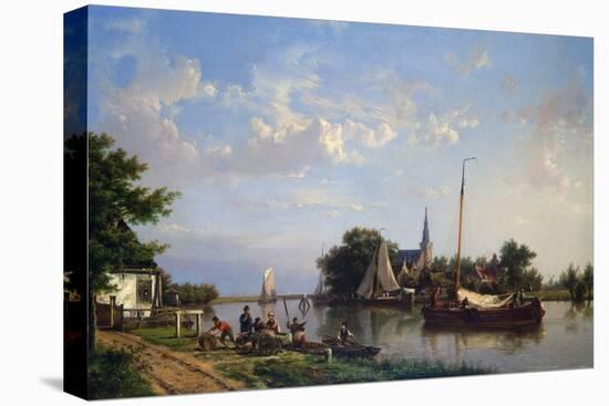 Barges on a Canal in Summer-Hermanus Koekkoek-Premier Image Canvas