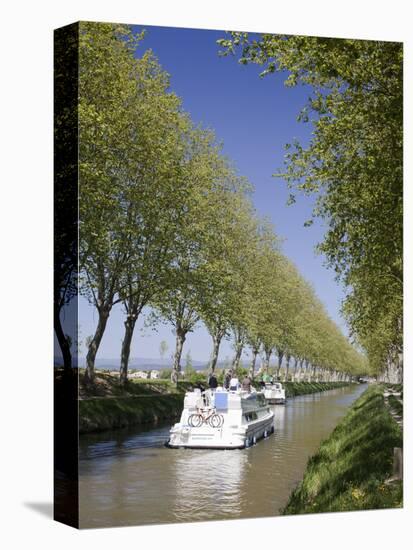 Barges on the Canal Du Midi, UNESCO World Heritage Site, in Spring, Languedoc-Roussillon, France, E-David Clapp-Premier Image Canvas