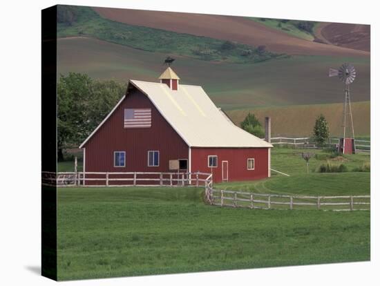 Barn and Windmill in Colfax, Palouse Region, Washington, USA-Adam Jones-Premier Image Canvas