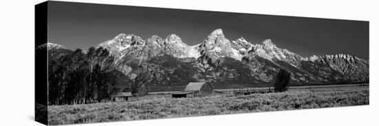 Barn on Plain before Mountains, Grand Teton National Park, Wyoming, USA-null-Premier Image Canvas