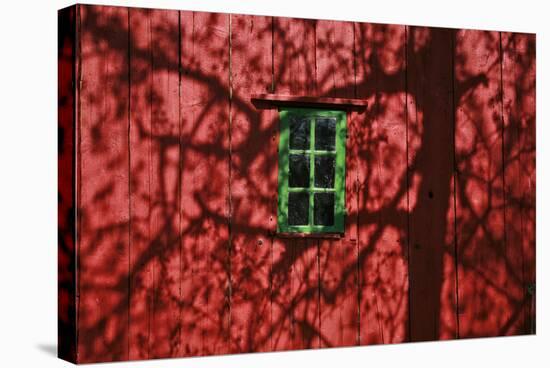 Barn, Red, Green Window, Shadow of a Tree-Uwe Steffens-Premier Image Canvas