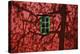 Barn, Red, Green Window, Shadow of a Tree-Uwe Steffens-Premier Image Canvas