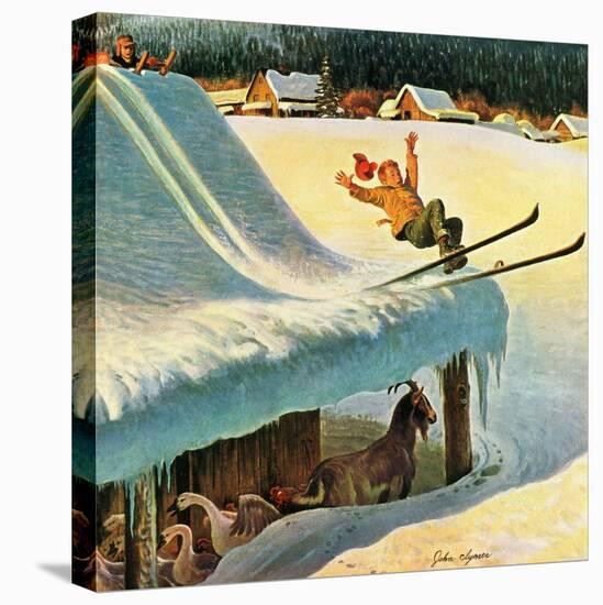 "Barn Skiing", February 17, 1951-John Clymer-Premier Image Canvas