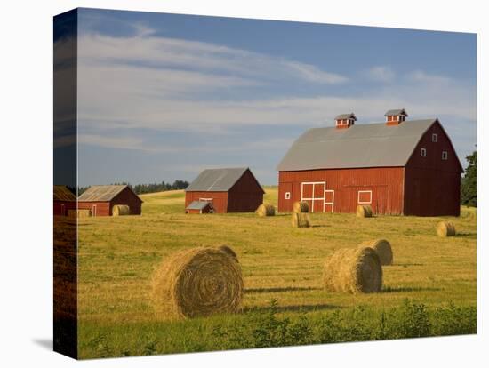 Barns and Hay Bales in Field-Darrell Gulin-Premier Image Canvas
