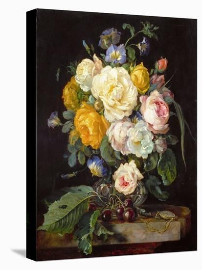 Baroque : Nature Morte De Pivoines, Cerises Et Une Montre a Gousset - Still Life with Peonies, Cher-Jan Davidsz de Heem-Premier Image Canvas