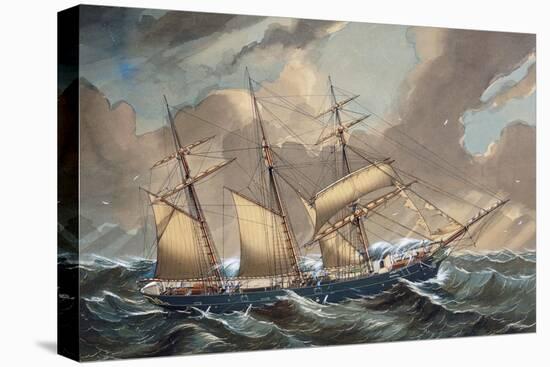 Barquentine Bootle in Storm, 1876, Watercolour by Louis Renault, 19th Century-null-Premier Image Canvas