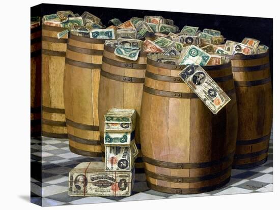 Barrels of Money, C.1897 (Oil on Canvas)-Victor Dubreuil-Premier Image Canvas