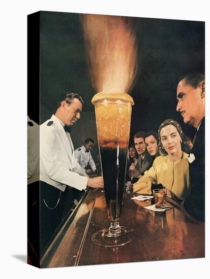 Bartender Tending Bar in the Zebra Room of the Town House, Los Angeles, California, 1946-Walter Sanders-Premier Image Canvas