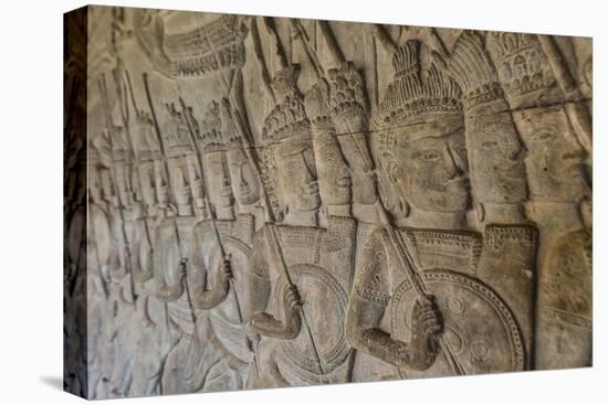 Bas-Relief Carvings, Angkor Wat, Angkor, UNESCO World Heritage Site, Siem Reap, Cambodia, Indochina-Michael Nolan-Premier Image Canvas