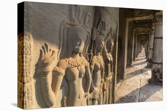 Bas-Relief Carvings of Apsara, Angkor Wat, Angkor, UNESCO World Heritage Site, Siem Reap, Cambodia-Michael Nolan-Premier Image Canvas