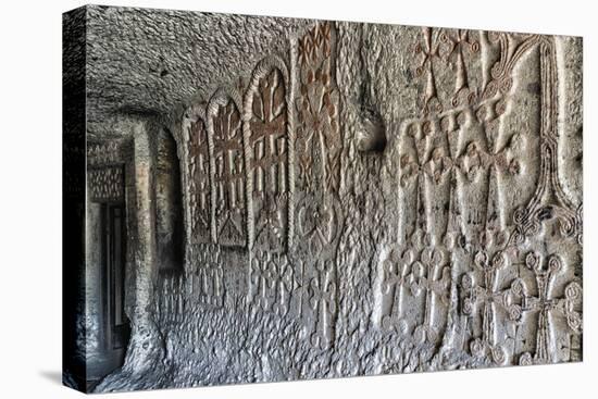 Bas-relief in interior of 4th century Geghard Monastery, UNESCO World Heritage Site, Kotayk Provinc-G&M Therin-Weise-Premier Image Canvas