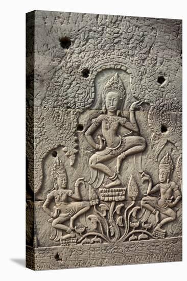 Bas-Relief of Apsara, Angkor World Heritage Site-David Wall-Premier Image Canvas