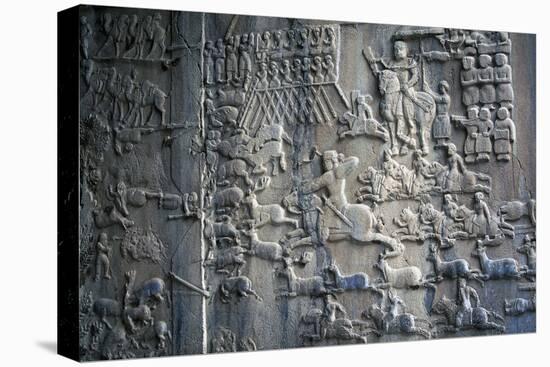 Bas-Reliefs with Scenes of Deer and Wild Boar Hunting in Caves of Taq-E Bustan, Iran-null-Premier Image Canvas