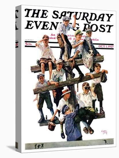 "Baseball Fans," Saturday Evening Post Cover, October 1, 1927-Eugene Iverd-Premier Image Canvas