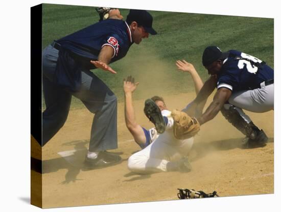Baseball Player Sliding on a Base-null-Premier Image Canvas
