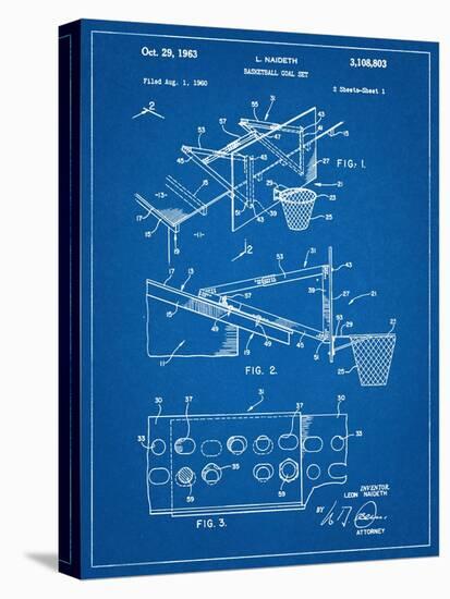 Basketball Goal With Backboard Patent 1960-null-Stretched Canvas