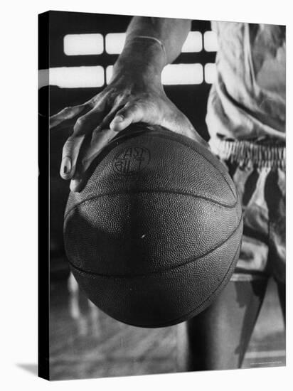 Basketball Player Wilt Chamberlain Holding a Basketball-Frank Scherschel-Premier Image Canvas