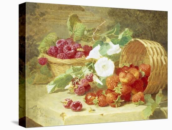 Baskets of Strawberries, Raspberries and Convolvulus-Eloise Harriet Stannard-Premier Image Canvas