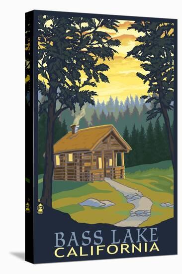 Bass Lake, California - Cabin Scene-Lantern Press-Stretched Canvas