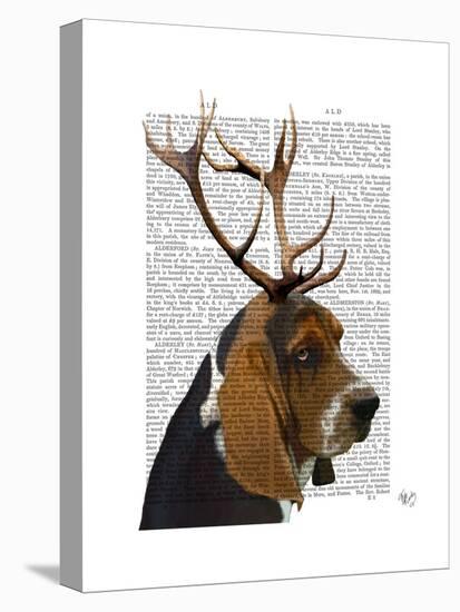 Basset Hound and Antlers-Fab Funky-Stretched Canvas