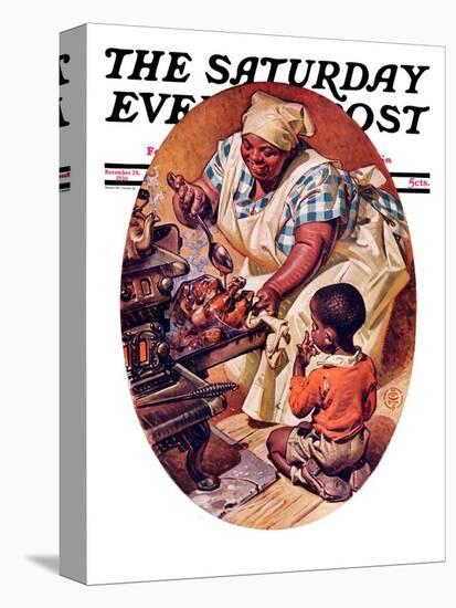 "Basting the Turkey," Saturday Evening Post Cover, November 28, 1936-Joseph Christian Leyendecker-Premier Image Canvas