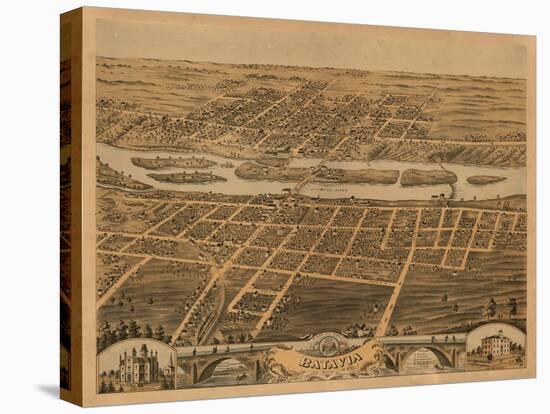 Batavia, Illinois - Panoramic Map-Lantern Press-Stretched Canvas