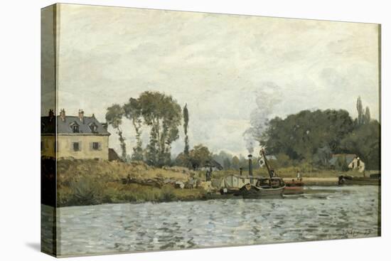 Bateaux à l'écluse de Bougival (Yvelines)-Alfred Sisley-Premier Image Canvas