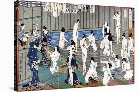 Bath House Scene, a Print by Toyohara Kunichika, 19th Century-Toyohara Kunichika-Premier Image Canvas