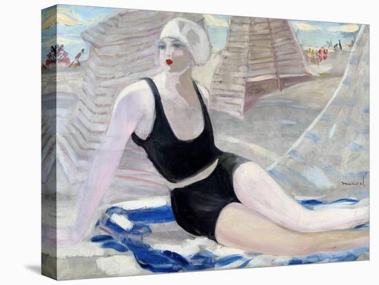 Bather in Black Swimming Suit-Jacqueline Marval-Premier Image Canvas