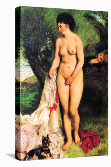 Bather with a Terrier-Pierre-Auguste Renoir-Stretched Canvas