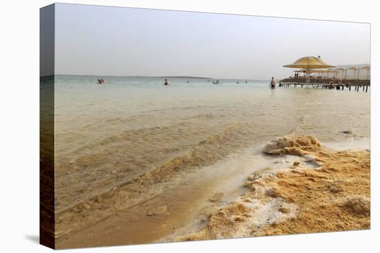 Bathers in the Dead Sea, with Salty Shoreline, Ein Bokek (En Boqeq) Beach, Israel, Middle East-Eleanor Scriven-Premier Image Canvas