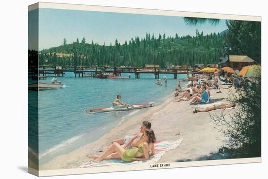 Bathing on Beach, Lake Tahoe-null-Stretched Canvas