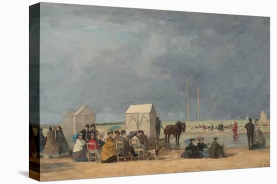 Bathing Time at Deauville, 1865 (Oil on Wood)-Eugene Louis Boudin-Premier Image Canvas