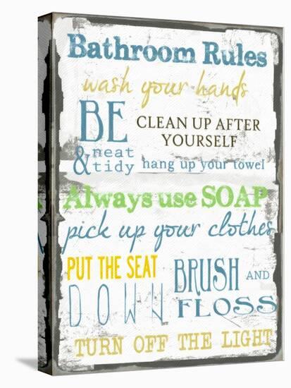 Bathroom Rules Multi-Taylor Greene-Stretched Canvas