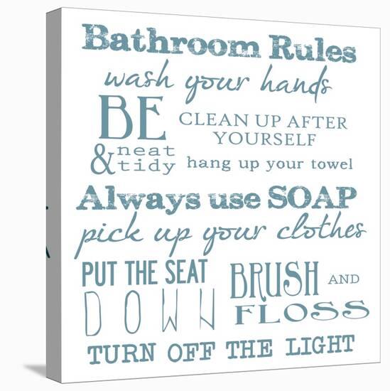 Bathroom Rules White-Taylor Greene-Stretched Canvas