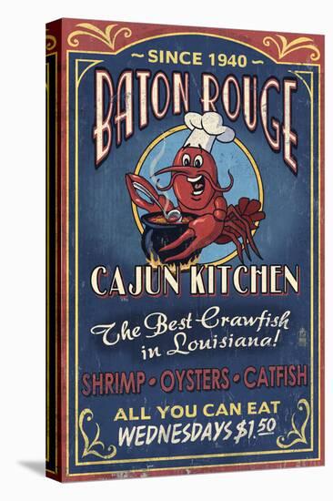 Baton Rouge, Louisiana - Cajun Kitchen Vintage Sign-Lantern Press-Stretched Canvas