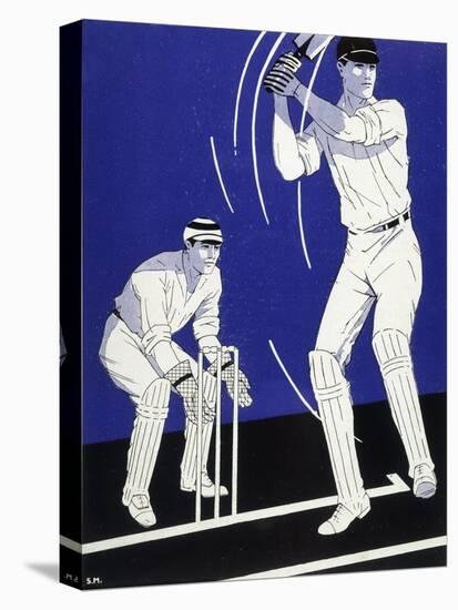 Batsman Plays a Stroke in Front of the Wicketkeeper-Stanley R. Miller-Stretched Canvas