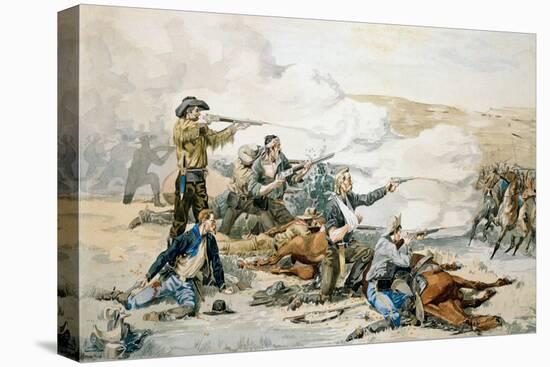 Battle of Beecher's Island, 1868 (Custer's Last Stand) C.1885 (W/C on Paper)-Frederic Remington-Premier Image Canvas