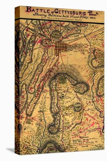 Battle of Gettysburg - Civil War Panoramic Map-Lantern Press-Stretched Canvas