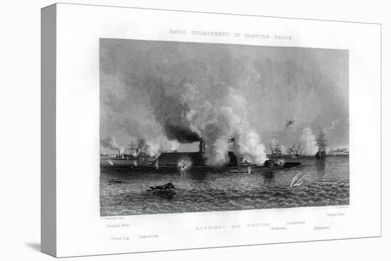 Battle of the 'Monitor' and the 'Merrimack, Hampton Roads, Virginia, 9 March 1862 (1862-186)-J Davies-Premier Image Canvas