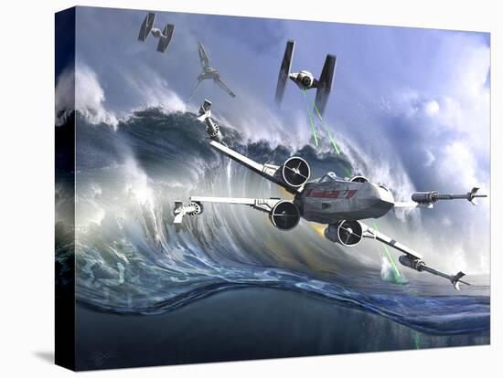 Battle on the Fictional Ocean Planet of Kamino-Stocktrek Images-Stretched Canvas