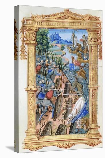 Battle Scene Between Archers and Cavalry, with Castle and Ships, C.1495-1500-null-Premier Image Canvas