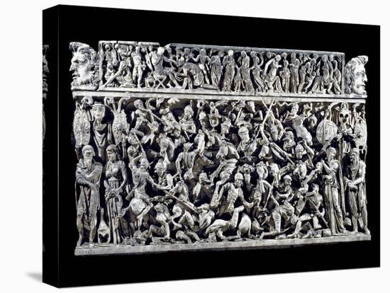Battle Scene between Roman and Barbarians Warriors during the Ma-null-Premier Image Canvas