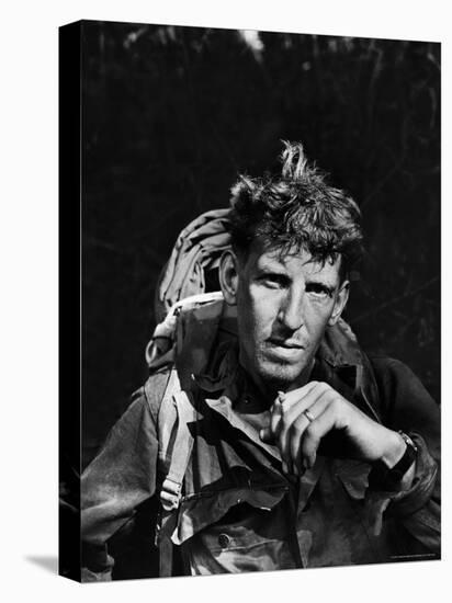 Battle-Weary Soldier, Member of Merrill's Marauders, Pausing with Cigarette, Burma Campaign in WWII-Bernard Hoffman-Premier Image Canvas