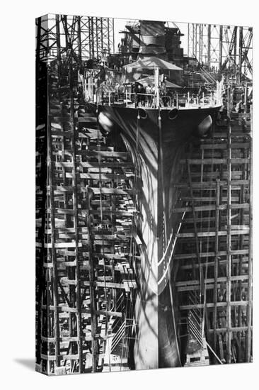 Battleship Indiana under Construction-null-Premier Image Canvas